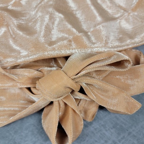 Wrapped Blouse Crop Top w Puff sleeves shimmery Blouse Cocktail - Picture 12 of 12